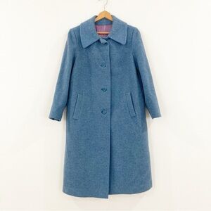 Vintage Blue Wool Blend Coat Size 12 Womens
